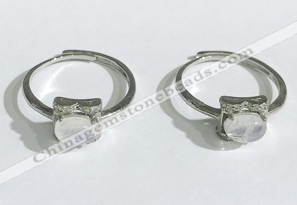 NGR1141 5*7mm oval white moostone gemstone rings wholesale
