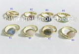 NGR1143 8*10mm faceted flat droplet mixed gemstone rings wholesale