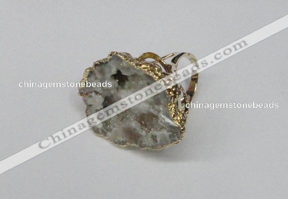 NGR124 30*40mm - 35*45mm freeform plated druzy quartz rings