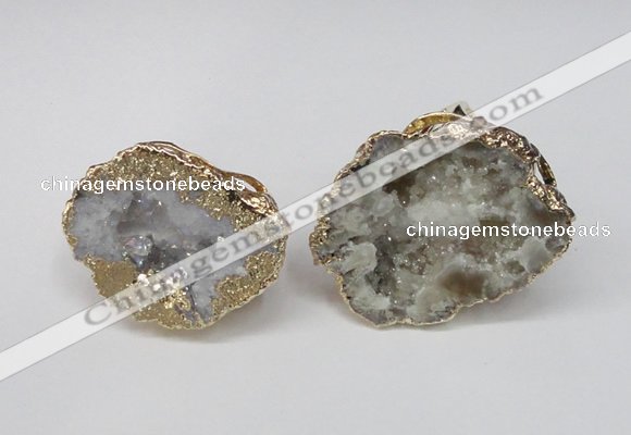 NGR126 30*40mm - 35*45mm freeform plated druzy quartz rings