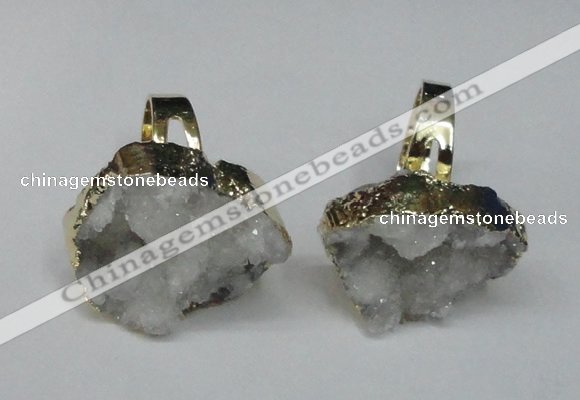 NGR129 18*25mm - 20*25mm freeform plated druzy quartz rings