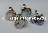 NGR133 18*25mm - 20*25mm freeform plated druzy quartz rings