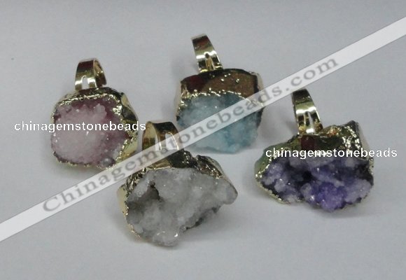 NGR133 18*25mm - 20*25mm freeform plated druzy quartz rings