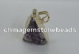 NGR137 25*30mm triangle plated druzy amethyst rings wholesale