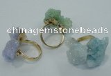 NGR15 15*20mm - 20*25mm nuggets plated druzy quartz rings