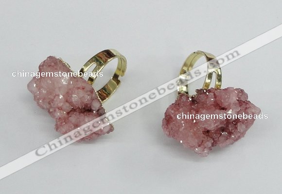 NGR16 18*25mm - 25*30mm nuggets plated druzy quartz rings