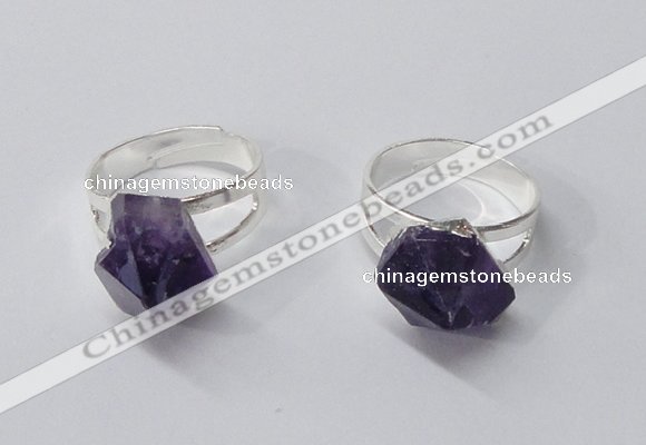 NGR168 10*14mm - 12*16mm faceted nuggets amethyst gemstone rings