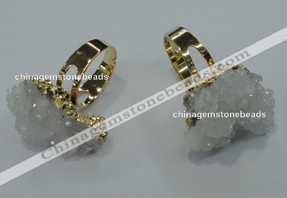 NGR17 18*25mm - 25*30mm nuggets plated druzy quartz rings