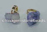 NGR18 18*25mm - 25*30mm nuggets plated druzy quartz rings