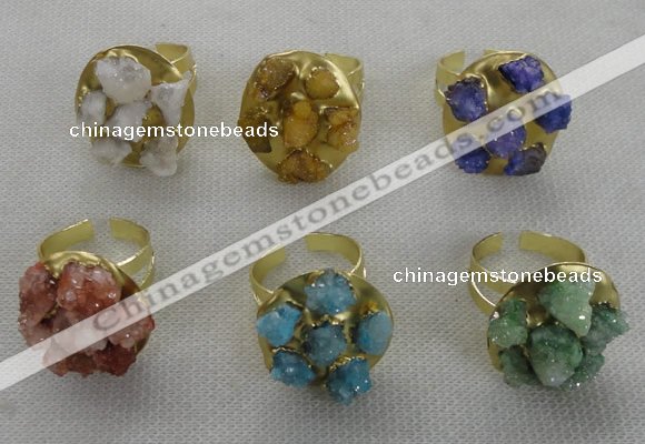 NGR181 25*30mm druzy agate gemstone rings wholesale