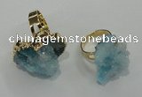 NGR19 18*25mm - 25*30mm nuggets plated druzy quartz rings