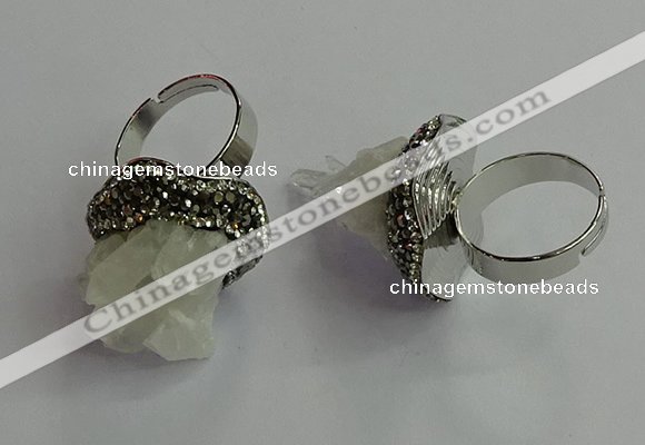 NGR2003 25mm flower druzy quartz rings wholesale