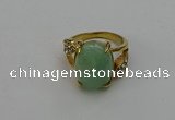 NGR2008 10*15mm faceted oval green aventurine gemstone rings