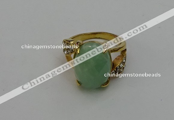 NGR2008 10*15mm faceted oval green aventurine gemstone rings