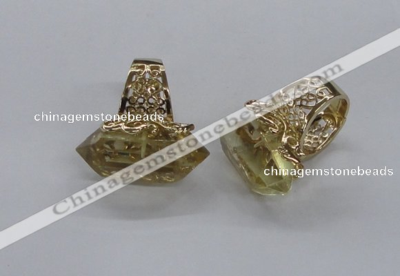 NGR201 15*25mm - 16*30mm faceted nuggets lemon quartz rings