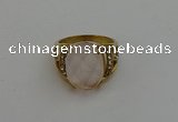 NGR2041 10*15mm faceted oval rose quartz gemstone rings