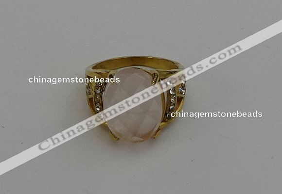 NGR2041 10*15mm faceted oval rose quartz gemstone rings