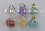 NGR21 18*25mm - 25*30mm nuggets plated druzy quartz rings