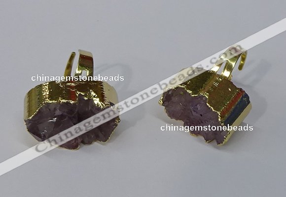 NGR210 15*25mm - 18*30mm oval druzy amethyst rings wholesale