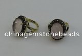 NGR2101 10*15mm faceted oval rose quartz gemstone rings