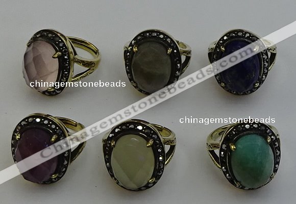 NGR2118 10*15mm faceted oval mixed gemstone rings wholesale