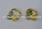 NGR212 5*8mm - 6*10mm freeform druzy agate & peridot rings wholesale