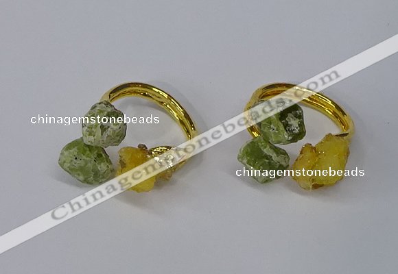 NGR212 5*8mm - 6*10mm freeform druzy agate & peridot rings wholesale