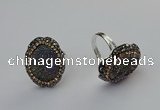 NGR2132 22*28mm - 22*30mm flower plated druzy agate rings