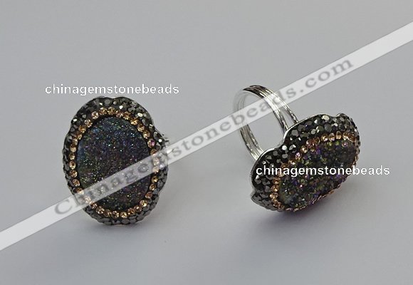 NGR2132 22*28mm - 22*30mm flower plated druzy agate rings