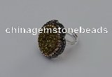 NGR2135 22*28mm - 22*30mm flower plated druzy agate rings