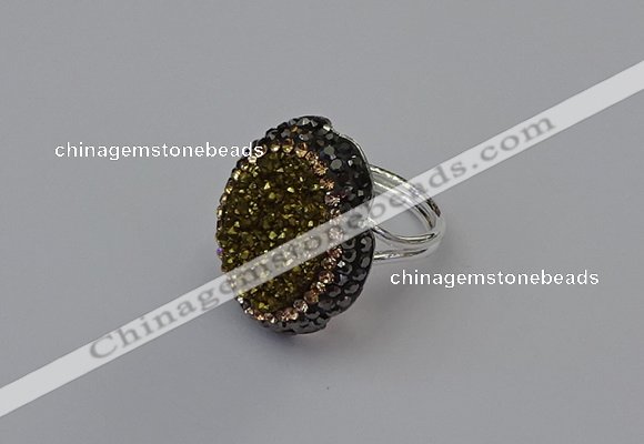 NGR2135 22*28mm - 22*30mm flower plated druzy agate rings