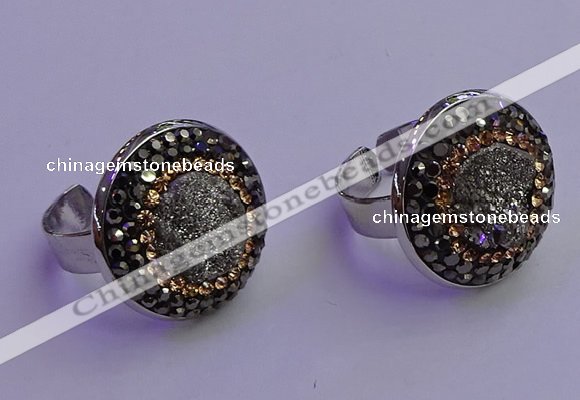 NGR2137 20mm - 22mm coin plated druzy agate gemstone rings