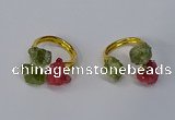 NGR214 5*8mm - 6*10mm freeform druzy agate & peridot rings wholesale