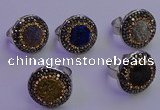 NGR2143 20mm - 22mm coin plated druzy agate gemstone rings