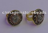 NGR2145 20mm - 22mm coin plated druzy agate gemstone rings