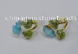 NGR215 5*8mm - 6*10mm freeform druzy agate & peridot rings wholesale