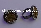 NGR2156 20mm - 22mm coin plated druzy agate gemstone rings