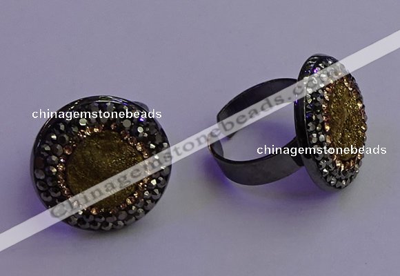 NGR2156 20mm - 22mm coin plated druzy agate gemstone rings