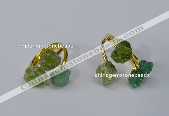 NGR216 5*8mm - 6*10mm freeform druzy agate & peridot rings wholesale