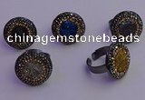 NGR2160 20mm - 22mm coin plated druzy agate gemstone rings