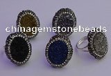 NGR2169 22*28mm - 22*30mm flower plated druzy agate rings