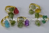 NGR217 5*8mm - 6*10mm freeform druzy agate & peridot rings wholesale