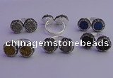 NGR2179 12mm - 14mm coin plated druzy agate rings wholesale