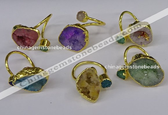 NGR219 8*9mm - 20*25mm freeform druzy agate gemstone rings