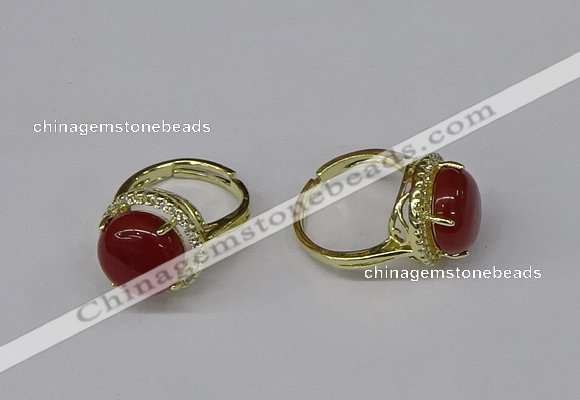 NGR224 12mm flat round agate gemstone rings wholesale