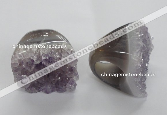 NGR28 35*40mm - 40*45mm freeform druzy amethyst gemstone rings