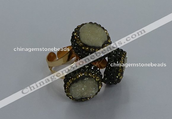 NGR290 14mm - 16mm coin plated druzy agate gemstone rings