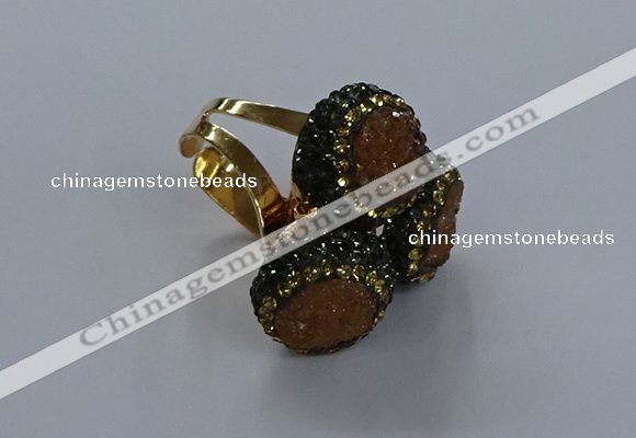 NGR291 14mm - 16mm coin plated druzy agate gemstone rings