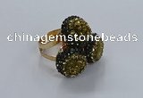 NGR293 14mm - 16mm coin plated druzy agate gemstone rings