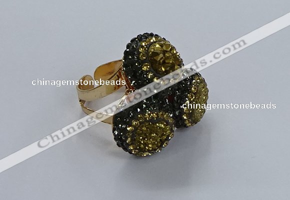 NGR293 14mm - 16mm coin plated druzy agate gemstone rings